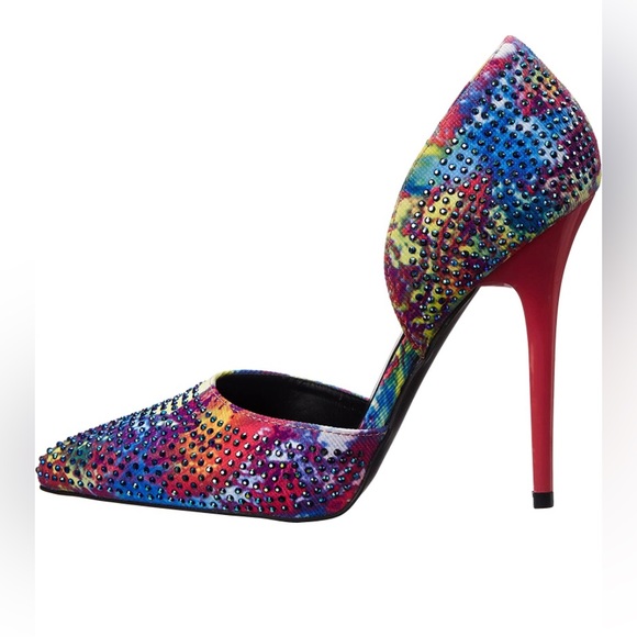 Qupid Women's close toe multicolored rhinestone Dress Pump/heel BRAND NEW! - Picture 12 of 14